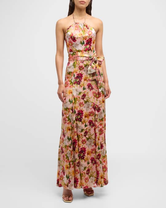 Alice Olivia Dita Halter Silk Burnout Maxi Dress Neiman Marcus