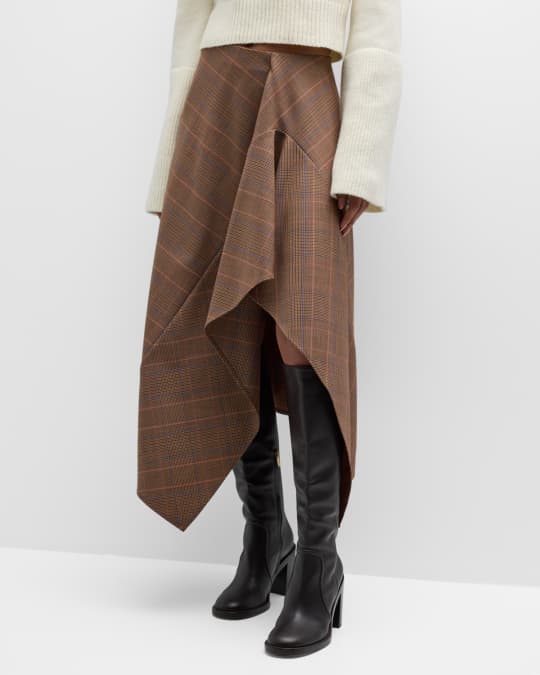 Navy plaid midi skirt on sale