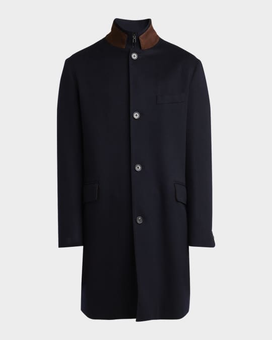 Loro Piana Men's Martingala Cashmere Overcoat with Inset Zip
