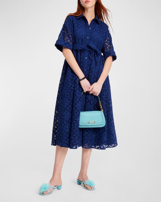 montauk embroidered cutwork midi shirtdress