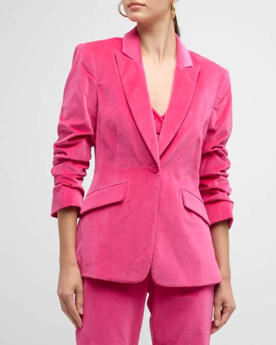 Cinq a Sept Chenille Velvet Scrunched Sleeve Cheyenne Blazer Neiman Marcus