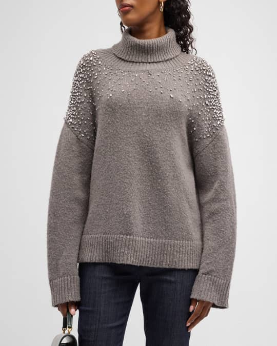 Embellished turtleneck sweater best sale