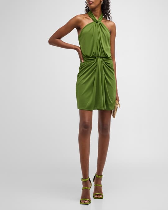 Cinq a Sept Kaily Draped Mini Halter Dress | Neiman Marcus