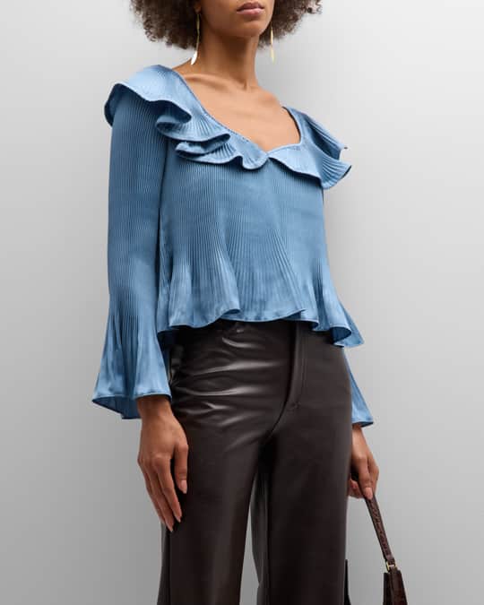 Pleated ruffle best sale blouse