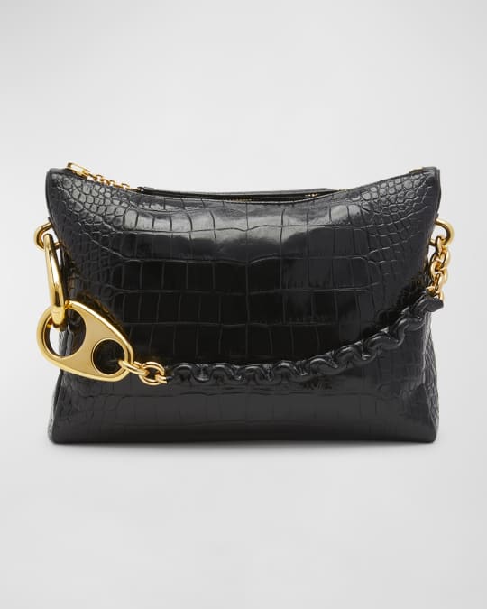 Carine Large Hobo in Stamped Croc Leather