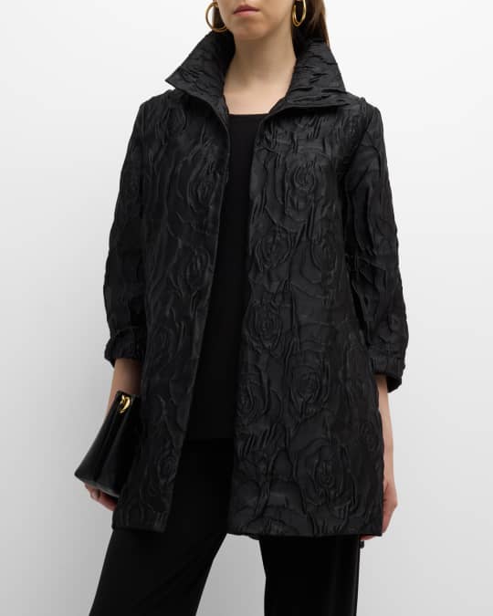 Open Front Rose Jacquard Party Jacket