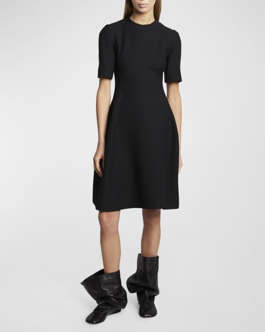 COS Draped Wool-Blend Midi Dress in BLACK