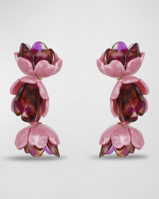 Lele Sadoughi Rose Petal Triple Drop Clip On Earrings Neiman Marcus