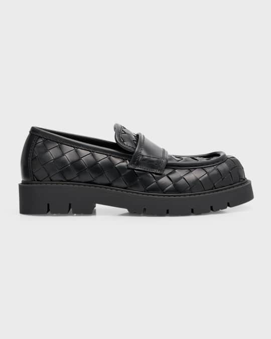 Men's Haddock Intrecciato Leather Penny Loafers