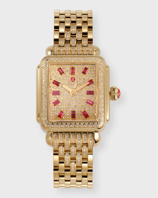 MICHELE Limited Edition Deco 18K Gold Plated Diamond Watch  display picture 1