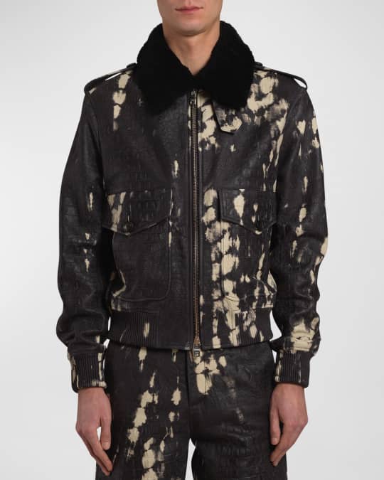 Amiri Men's Croc-Print Leather Aviator Jacket | Neiman Marcus