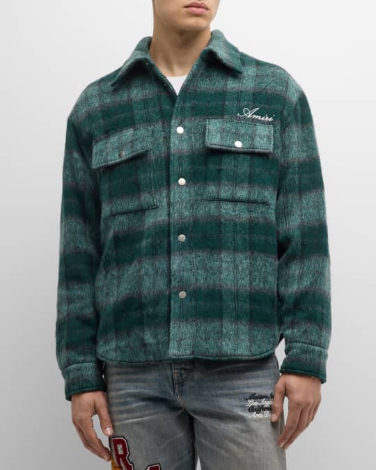トップス Amiri 23AW BRUSHED PLAID OVERSHIRT Amiri Men's Brushed Plaid Overshirt | Neiman Marcus