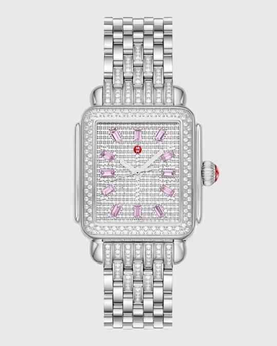 Michele Diamond sephier watch w/RARE pink face watch. In very good condition. Michele | Accessories | Michele Diamond Sephier Watch Wrare  main image 3