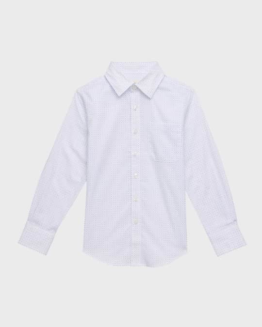 Boy's Polka Dot Button Down Shirt, Size 2-14