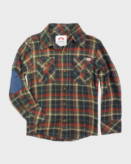 Red flannel shirt with elbow patches cheap