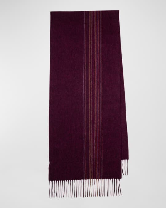 Men's Offset Striped Fringe Scarf