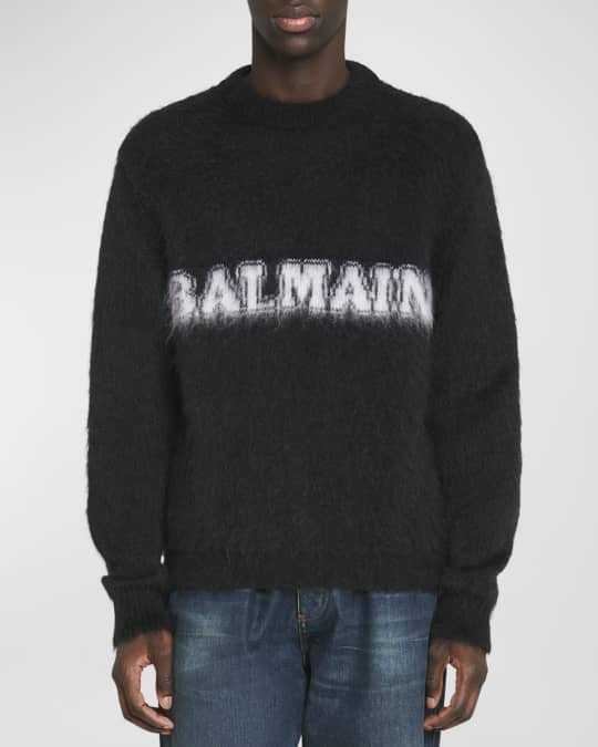 スウェット・トレーナー BALMAIN RETRO LOGO PULLOVER IN BRUSHED MOHAIR Balmain Men's Retro Brushed Mohair Sweater | Neiman Marcus