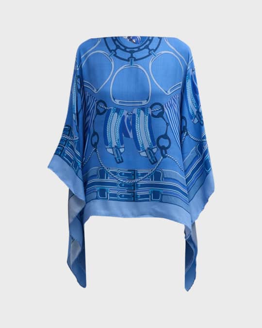 Stir Up Print Cashmere-Blend Poncho 