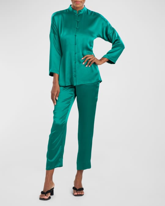 Satin Pajama Natori Pj Set Josie Natori Key Essentials Cropped