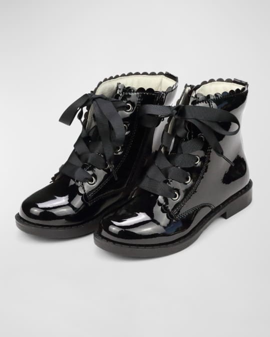 Girl's Josephine Scalloped Patent Leather Boots, Baby/Toddler/Kid