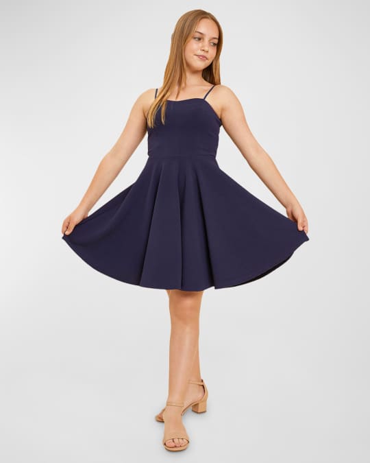 Girl's Fit and Flare Textured Dress, Size 7-16