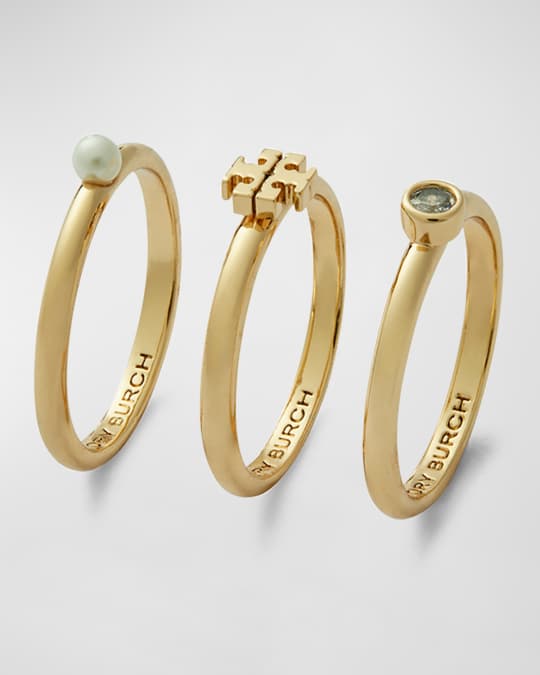 Tory Burch Kira Pearl and Glass Crystal Ring Set Neiman Marcus