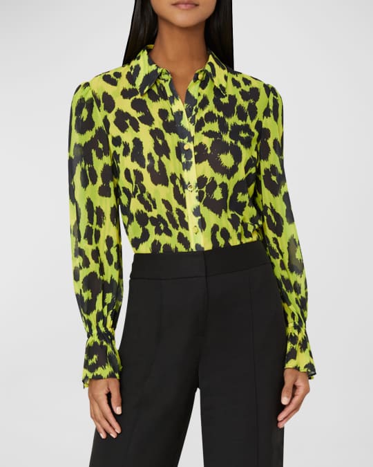 Lacey Cheetah Print Button Down Blouse