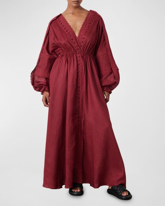Melinda 3.0 Blouson-Sleeve Eyelet Maxi Dress
