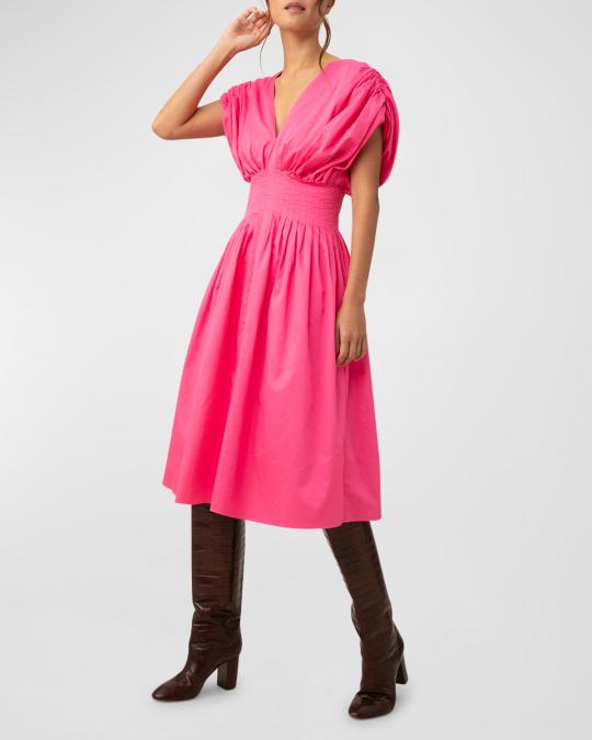 trina turk knee length dresses Dasya 2 Pintuck A-Line Midi Dress MD26Sitewide