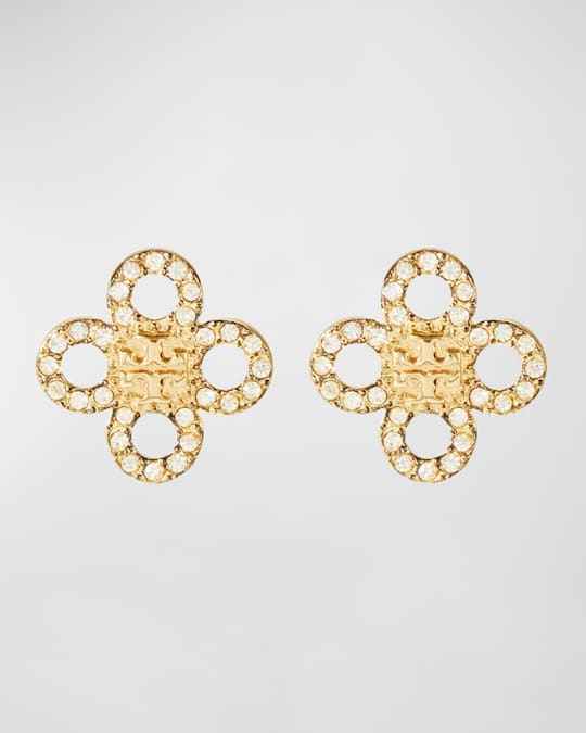 Small Kira Clover Pave Stud Earrings