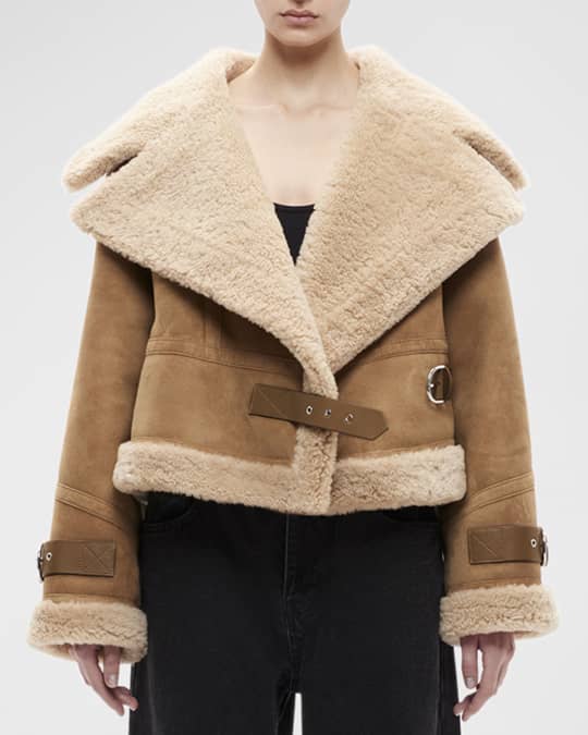 Shoreditch Ski Club Daia Shearling Top Coat with Belted Detail