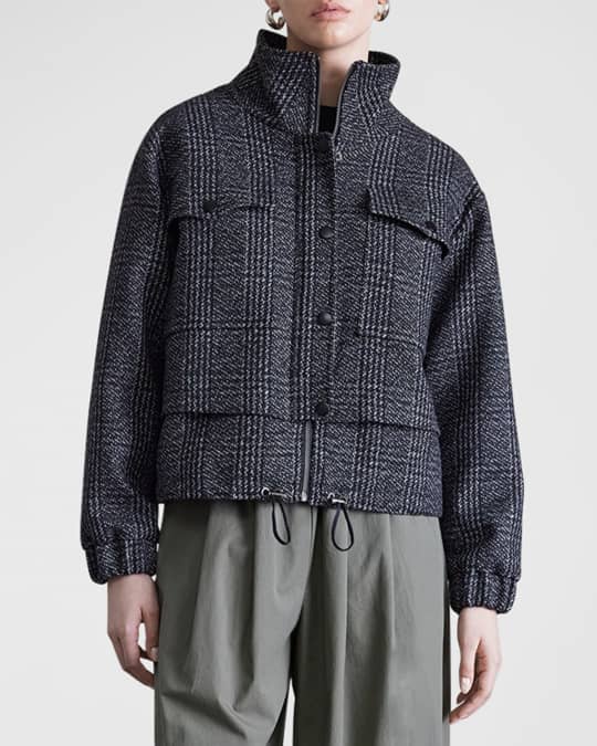 Selva Plaid Stand-Collar Bomber Jacket