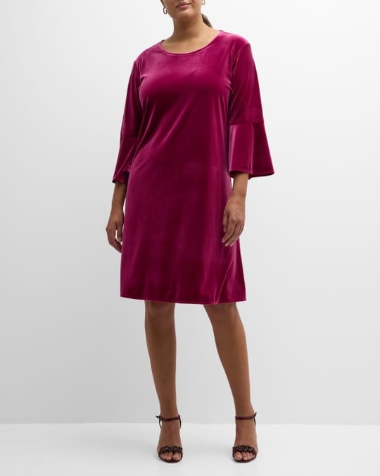 Caroline Rose Plus Plus Size Bella Velvet Bell Sleeve Dress Neiman Marcus