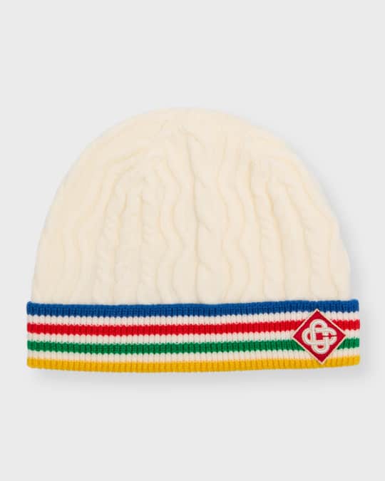 ニットキャップ・ビーニー CASABLANCA BEANIE HAT CASABLANCA Men's Multicolor Monogram Cable Knit Beanie Hat