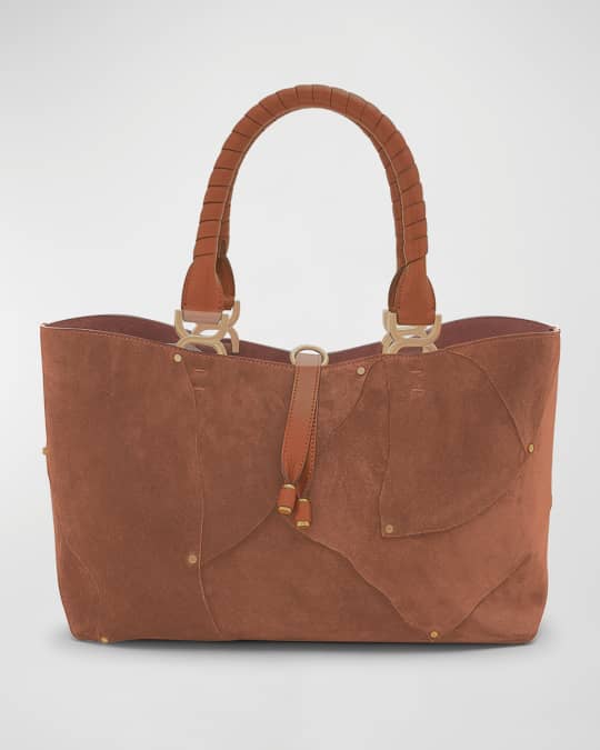 Chloe Marcie Small Tote Bag in Patchwork Stud Suede Neiman Marcus
