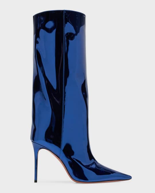 Amina Muaddi Fiona Mirror Stiletto Tall Boots | Neiman Marcus