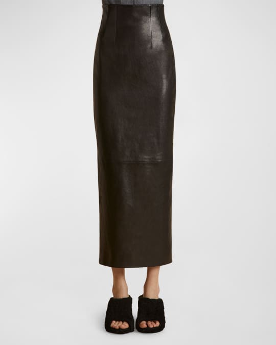Khaite Loxley Leather Pencil Maxi Skirt | Neiman Marcus