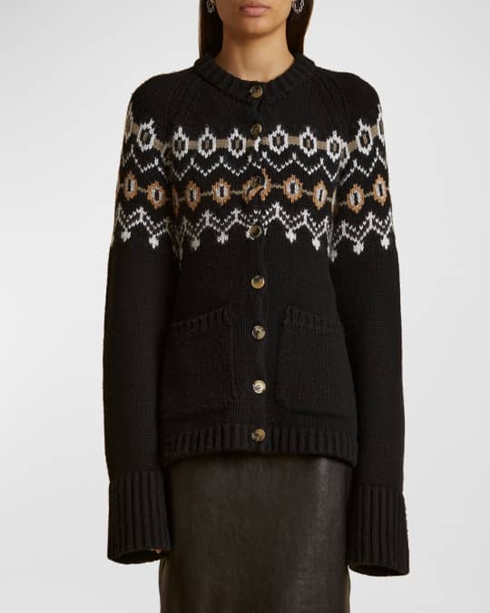 Khaite Suzette Cashmere-Blend Fair Isle Cardigan | Neiman Marcus