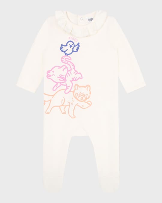 Girl s Animal Print Frill Footie Size Newborn 6M