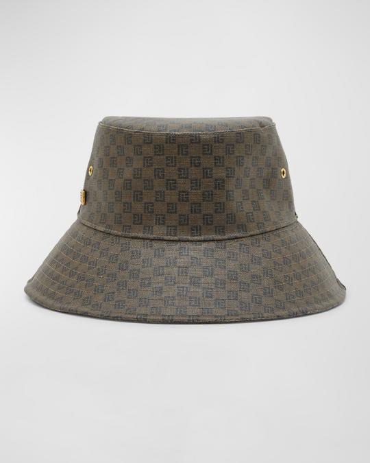 Balmain monogram bucket hat Balmain Mix Monogram Jacquard Bucket Hat YF1XB002MB35-GFE  main image 3
