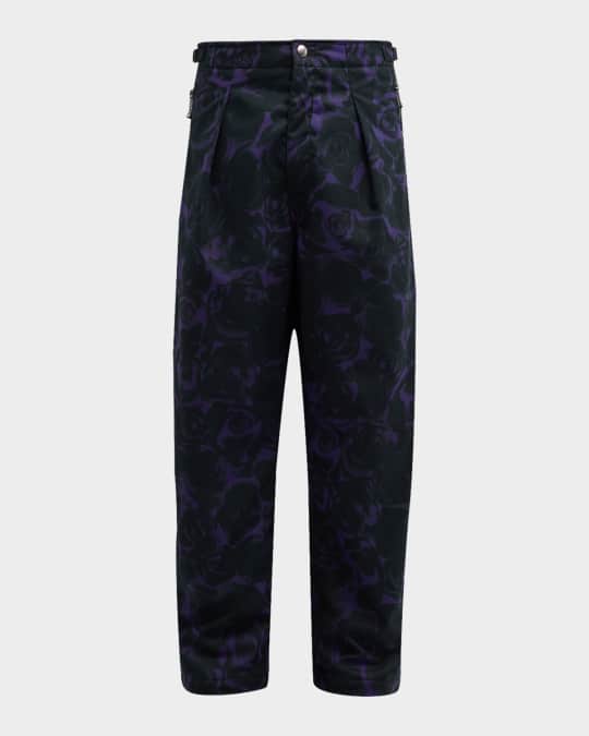 Men's Vine Rose-Print Pants