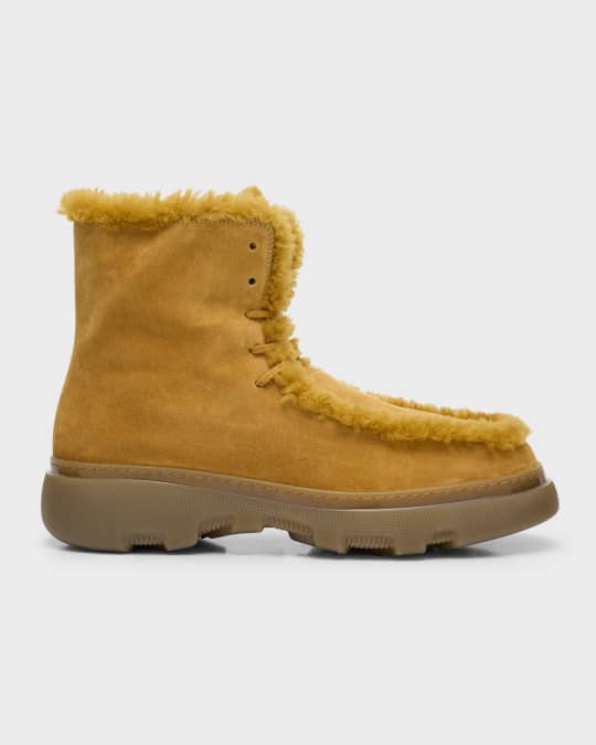 Burberry Men s Suede and Shearling Ankle Boots Neiman Marcus