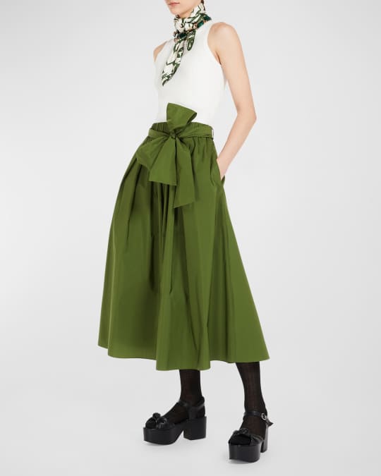 Weekend Max Mara Pleated A-Line Taffeta Midi Skirt Neiman Marcus