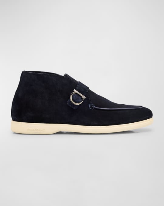 Ferragamo Men s Drof Desert Suede Chukka Boots with Gancini Buckle Neiman Marcus