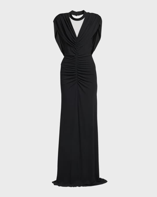 Alberta Ferretti Draped Open Back Illusion Gown Neiman Marcus