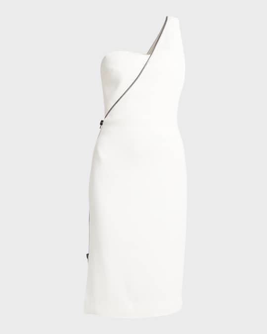 TOM FORD Zipper Side-Slit One-Shoulder Dress | Neiman Marcus