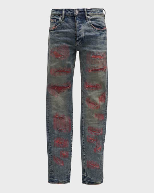 PURPLE Men s Contrast Weft Blowout Jeans Neiman Marcus
