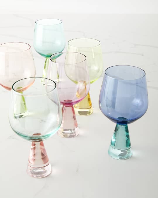 Two-Tone Multicolor Wine Glasses, Set of 6