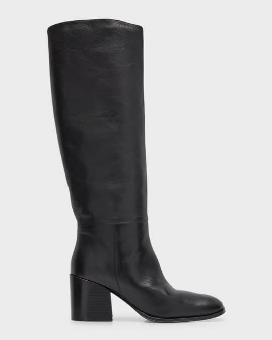 Pedro Garcia Madeline Leather Block-Heel Knee Boots | Neiman Marcus