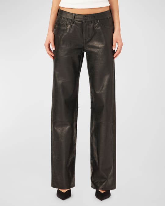 DL1961 Drue Straight Low-Rise Vintage Leather Pants